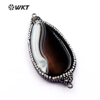 

WKT WT-NP356 Wholesales Custom Fashion Teardrop Pendants Elegant Black Gun Micro Pated Natural at gate Long Pendants Double hole