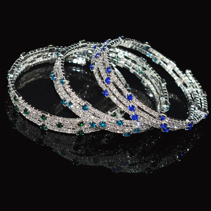 Luxury Crystal Bracelet Ladies Gold Silver Plated Bracelet Bride 7 Color Rhinestone Woman Party Bridesmaid Gift Jewelry crystal bracelets bangle bracelet