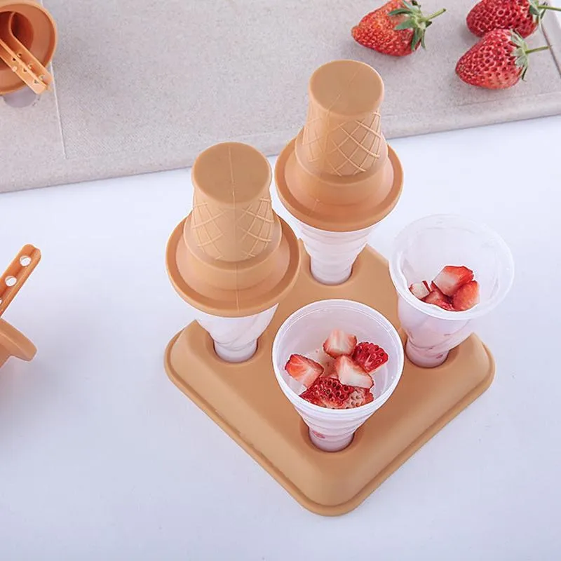 

4Pcs ice lolly mold Homemade ice cream tool Reusable Ice cream grinder