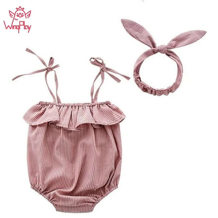 

Fashion Baby Girl Clothes Newborn Bodysuits Square Collar Baby Girl Bodysuits With Headband Summer Sleeveless Bodysuit Baby #Y