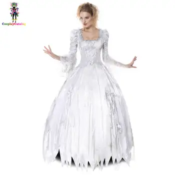 

Adult Women Halloween Disguise Dresses Corpse Countess Costume White Ghost Bride Costumes Scary Queen Princess Outfits