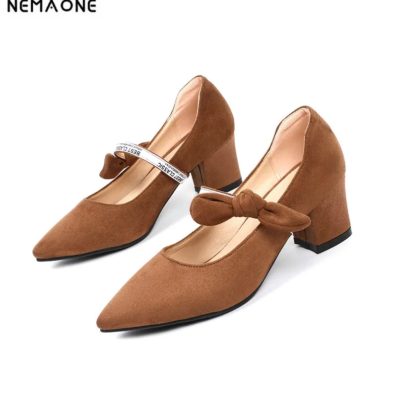 

NEMAONE High Heels Shoes Women Mary Janes Shoes Thick High Heel Pumps Autumn Fall Footwear Big Size 34-43