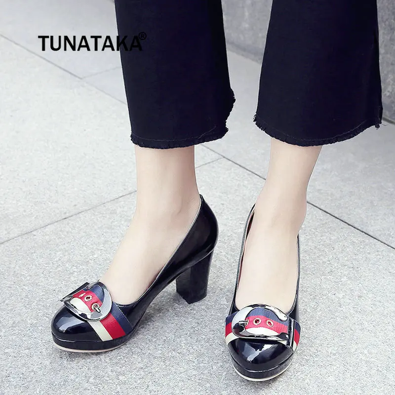 

Woman Chunky High Heels Platform Pointed Toe Party Fashion Women Shoes Beige Black Yellow