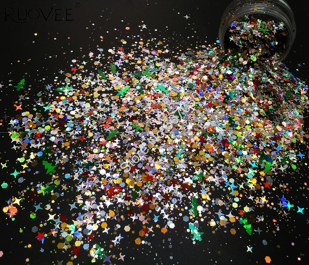 

009#Mix Sizes Colorful Christmas Glitter with Shining Nail Glitter Shape for Glitter Craft Makeup Facepainting Art Decoration