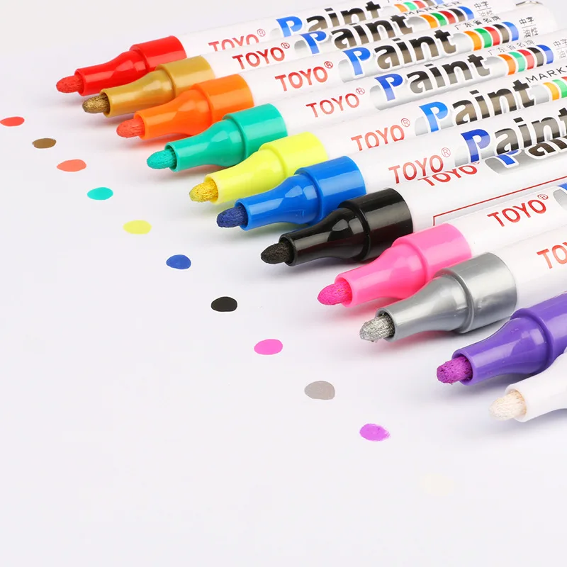 

11pcs/set Colored Japenese Marker Pen Paper Whiteboard Permanent Oily Round Toe Waterproof Quick Drying Signature Pen Markers