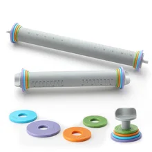 Регулируемая Скалка с разноцветными съемными кольцами кухонный инструмент для выпечки пиццы пирог выпечка и печенье Скалка