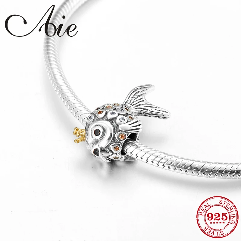 

New fashion 925 Sterling Silver DIY gift like lively fish fine beads Fit Original Pandora Charms Bracelets making