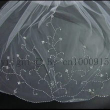 2 T Свадебные вуали цвета слоновой кости белые бисерные Локоть Свадебные аксессуары вуали с гребешком