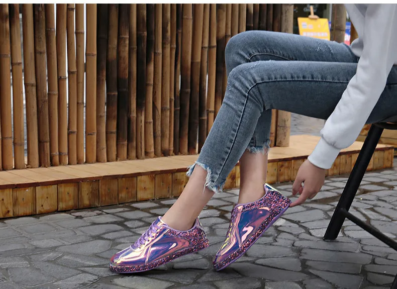 Fashion Sneakers Women Flats Shoes Casual Outdoor Walking Shoes Woman Lace-up Gold Glitter Ladies Shoes Zapatos Mujer (10)
