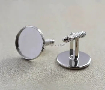 

Blank Men's Whorl Cufflinks Settings with Round Bezel Resin Cabochons Bases French Cuff links DIY Findings Rhodium tone Plated