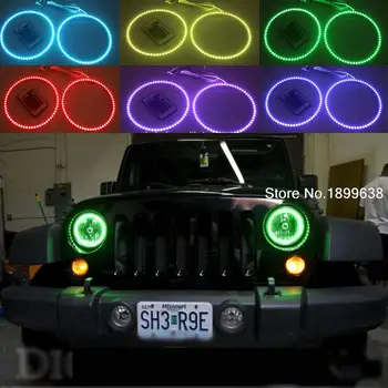 

7-Color RGB Multi-Color LED Angel Eyes Kit with a remote control for Jeep Wrangler 2007 - 2016