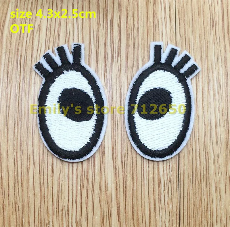 

New arrival 10 pcs (5 pairs) Eyes Embroidered patches iron on cartoon Motif Applique OTF fabric cloth embroidery accessory