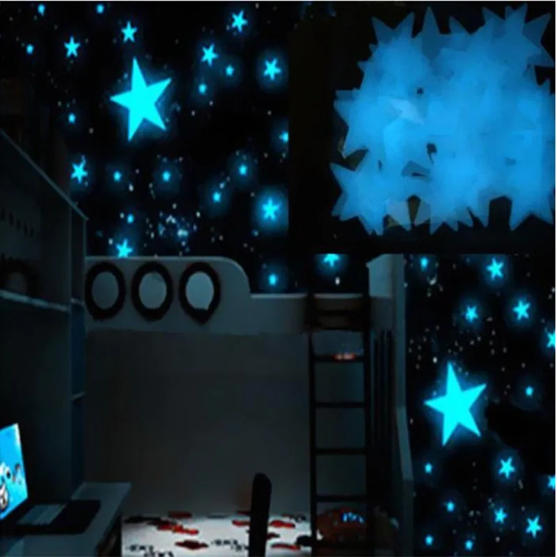 80 шт. 3D звезды светится в темноте светящиеся настенные наклейки флуоресцентные настенные наклейки для детей Детская комната Спальня Декор для потолка
