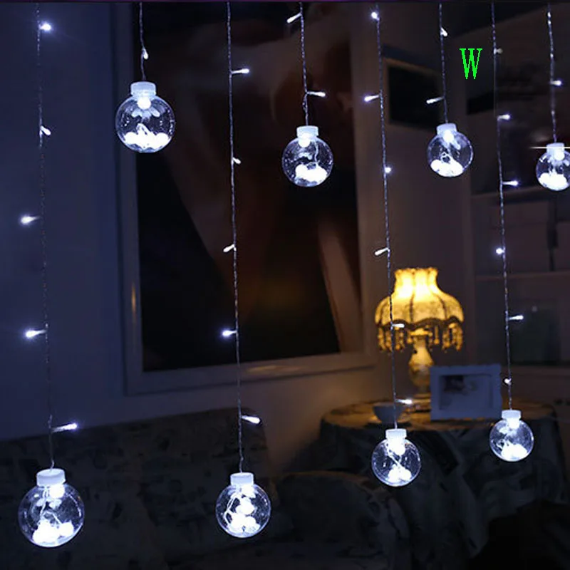 Inicio dormitorio decoración Luces 3 M 12 piezas transparente deseando bolas LED cortina de hadas Luces de hadas romántica boda Luces Navidad Inicio dormitorio decoración Luces 3 M 12 piezas transparente deseando bolas LED cortina de hadas Luces de hadas romántica boda Luces Navidad