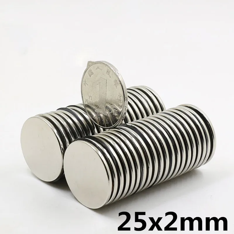 

5PCS 25mm x 2mm Super Strong Round Disc Magnets 25*2 25x2 Rare Earth Neodymium Magnet N35 25mm*2mm New Arrival