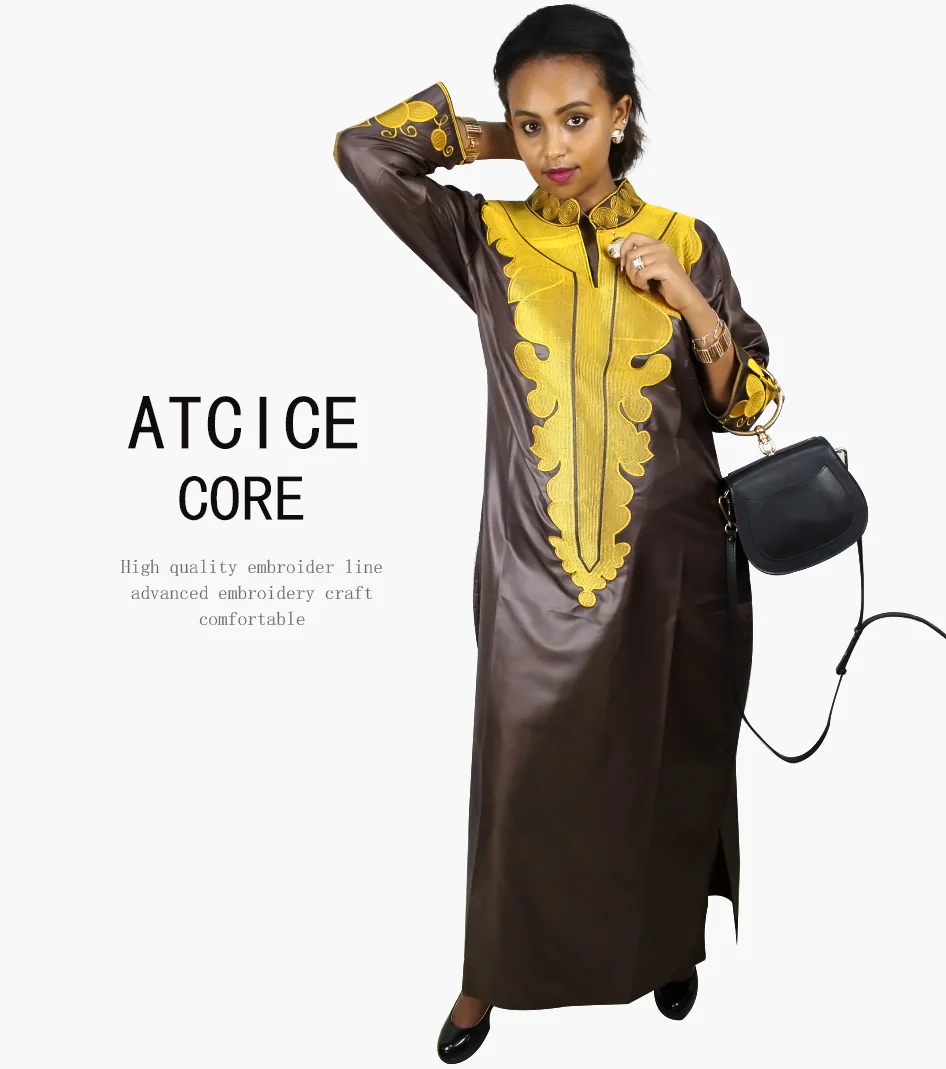 African Dresses For Women Dashiki  Dresses Bazin Riche Traditional African Clothing Long Sleeve For Ladies Without Scarf  LA018# african traditional attire