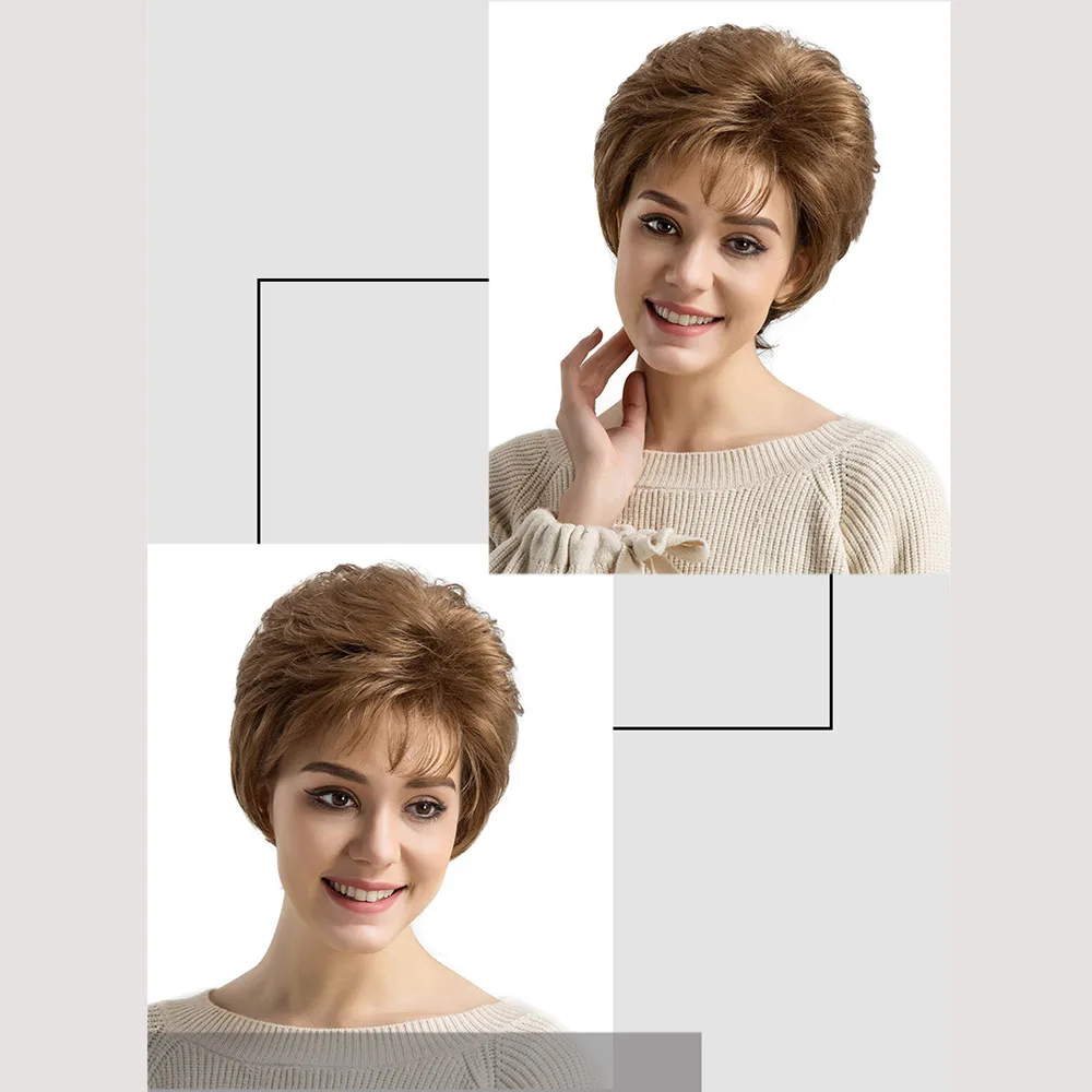 Occident Natural Real Brown Curly Short Hair Wigs Women's Fashion Slightly Synthetic Wig New Heat Resistant Wig Full Head Gift Occident Natural Real Brown Curly Short Hair Wigs Women's Fashion Slightly Synthetic Wig New Heat Resistant Wig Full Head Gift