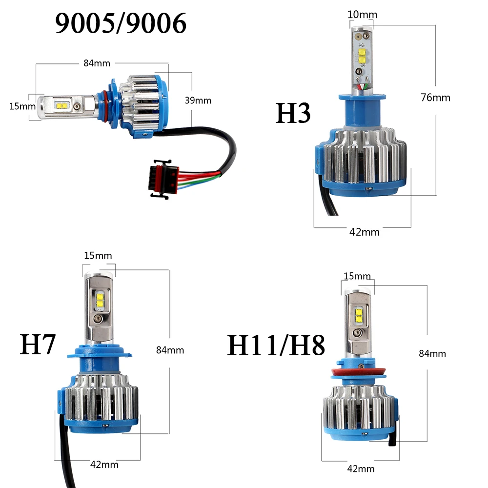 2 шт. 12 V 24 V T1 35 W 40 W белый 6000 K фар 3500LM светодиодные лампы 9005 9006 H1 H3 H4 H7 H11 противотуманных фар Лампа сигнала поворота 360 градусов