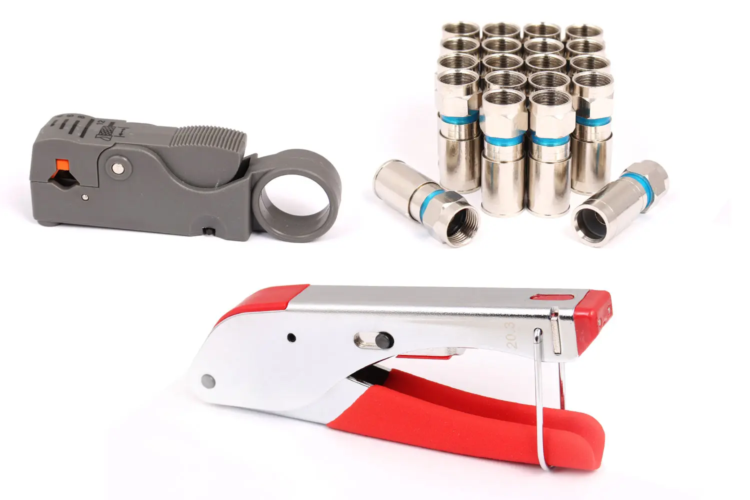 

New Coaxial Compression Connector Wire Stripper Tool Set for Coax Cable Tools For Coaxial RG6/59 Crimping Pliers Kit