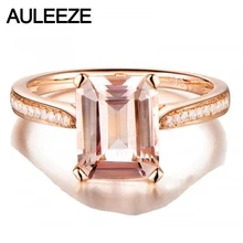 Изумрудная огранка 2CT натуральное морганитное кольцо 14 к розовое золото морганитное кольцо Муассанит алмаз обручальное кольцо драгоценный камень ювелирные изделия
