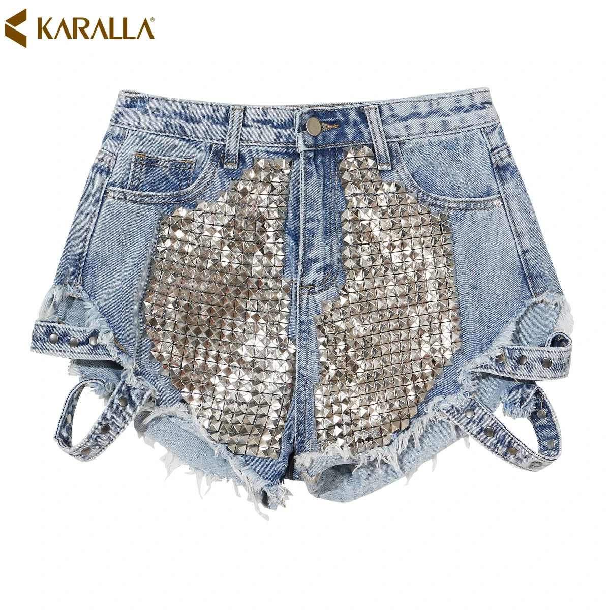

Karalla New Style High Waist Female Jeans Shorts Fashionable Women Diamond Beading Shorts 2 Colors C1406