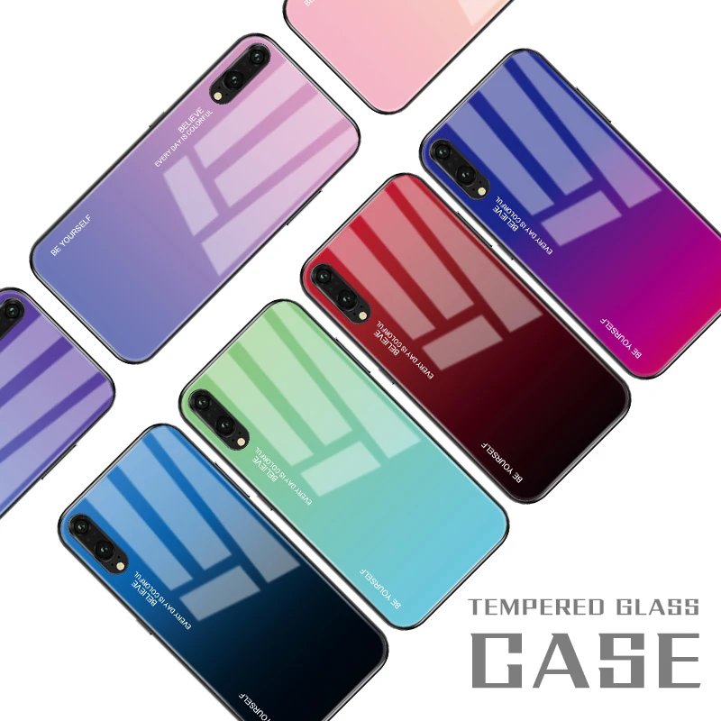 

Gradient Tempered Glass Phone Case For Huawei Mate 20 10 P20 Pro Lite Nova 3i 2i 3E 4 Coque Capa For Honor 8X 10 Lite Cover Case