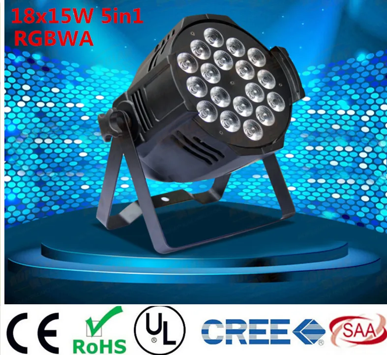 

6PCS 18x15W Led Par Light RGBWA 5in1CREE LED Par LED Luxury DMX 8 Channels Led Flat Par Lights