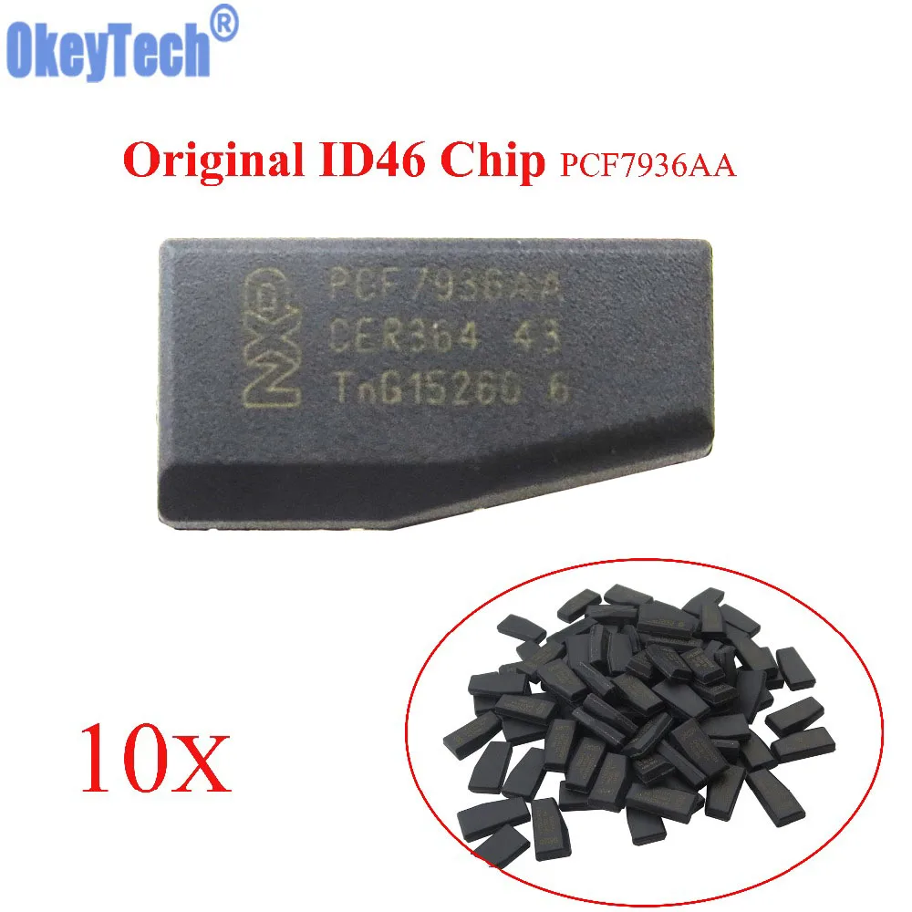 OKEYTECH 10PCS/LOT CAR KEY CHIPS HIGH QUALITY BLANK ID46 TRANSPONDER CHIP CARBON PCF7936AA AUTO CHIP BETTER THAN PCF7936AS CHIP