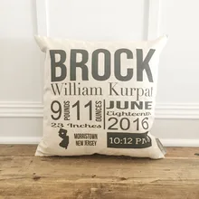 Заказная наволочка, рождения Announcemen наволочки, рождения данных наволочка, вечерние пользу, декоративные подушки наволочка