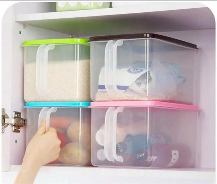 Kitchen Container Stackable Storage Box With Handles Rice Holder Box Refrigerator Cabinets Covered Storage Box Rice Bucket HE131 (2)