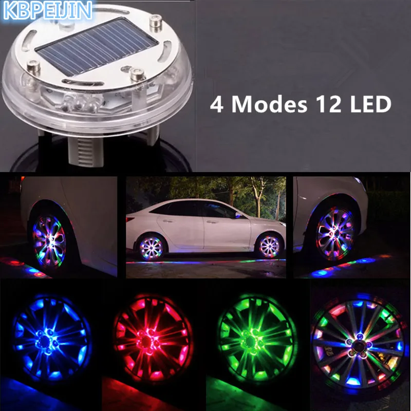 

4 Modes 12 LED Waterproof Solar Led Flash Lamp Tyre Light Car Refitting accessories for KIA sportage rio sorento cerato k2 k3 k5