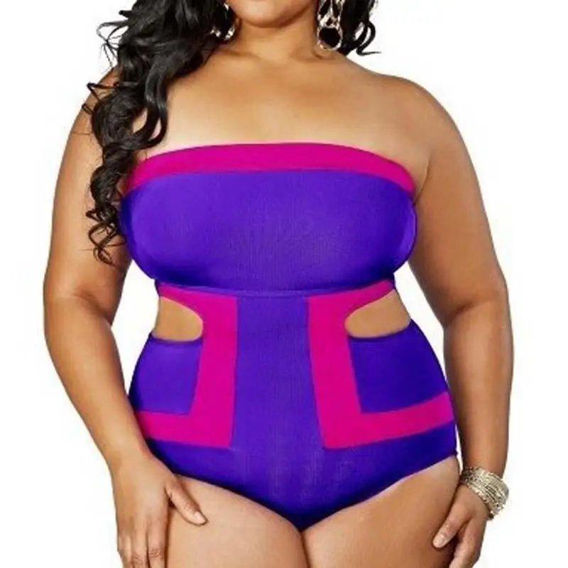 

New Arrival Sexy Strapless One Piece Swimsuit Summer Cut Out Swimwear Women Monokini Bathing Suit Beach Wear Plus Size XL-3XL