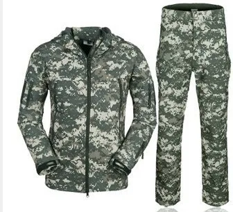 77City Killer Tactical Uniform Softshell Camouflage Jacket+Pants Army Windbreaker Waterproof Hunting Clothes Combat Military Set - Color: 5