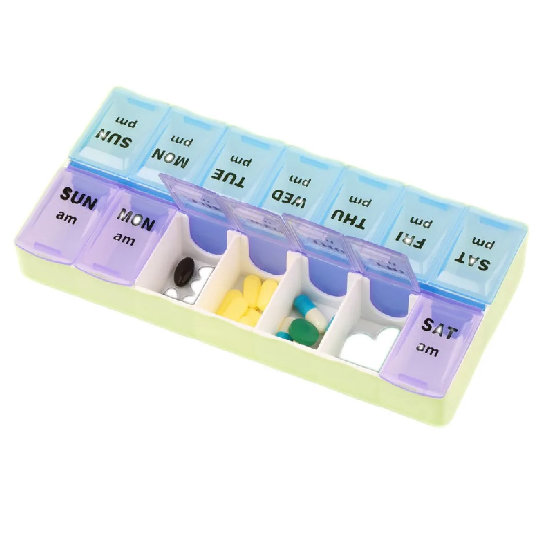 Медицина хранения 7 Дней Pill Box с зажимом крышками Pill чехол Tablet Медицина Организатор Pill случае разветвители хранения Диспенсер еженедельно