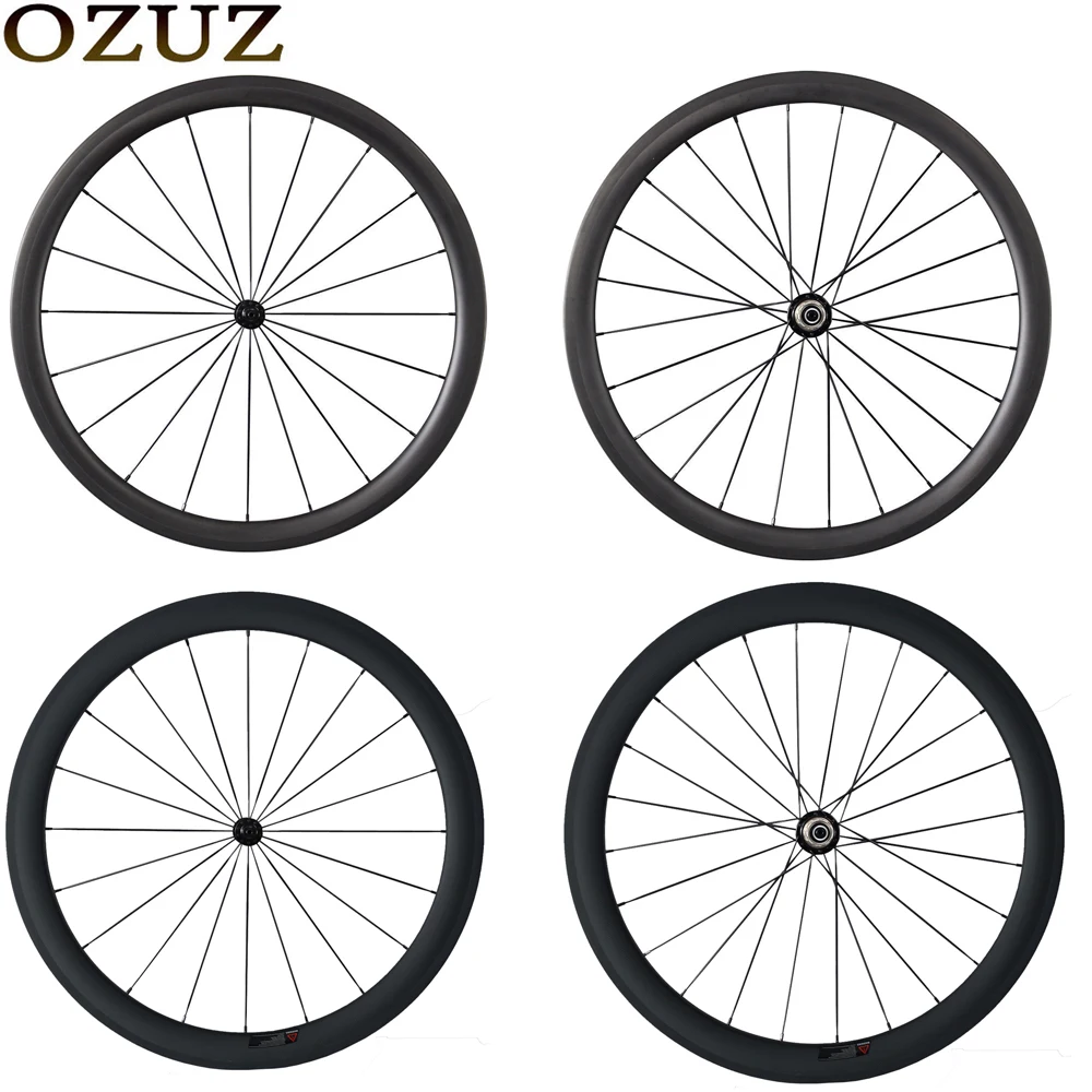 

OZUZ lightweight carbon wheels 38mm 50mm 88mm front Or rear clincher tubular road bike wheels 23mm wide 700C 3k weave matte