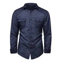 GustOmerD 2018 модный бренд сплошной цвет Мужская рубашка топы тонкий повседневный мужской s Мужская классическая рубашка тонкий длинный рукав
