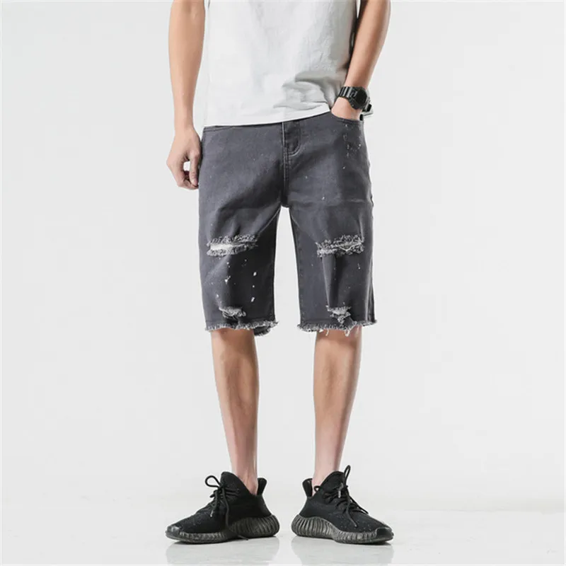 Большой Размеры пять очков шорты Большие размеры, для мужчин серые прямые Для Мужчин's Modis Джинсовые шорты рваные джинсы для мужчин Размеры M-4XL 5XL