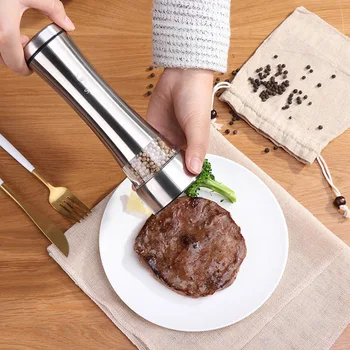 

Stainless Steel Pepper Grinder Manual Ceramic Core Black Pepper Mill Spice Salt Grinding Bottle Cruet Kitchen Cooking Tools