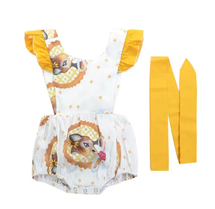 

0-4Y Infant Baby Girls Floral summer Sleeveless romper baby girl Jumpsuit Personality design Rompers Clothes Outfits