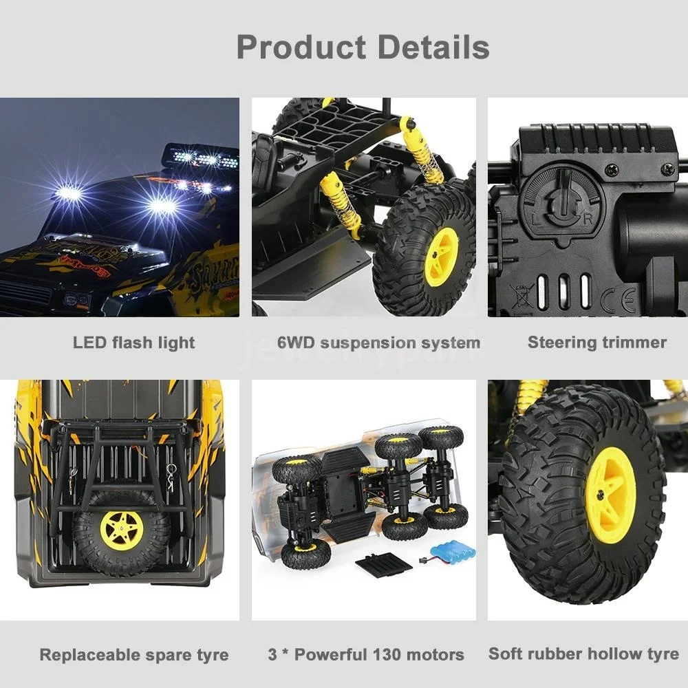 1:18 Remote Control Electric Car Model Off-Road Climbing RC Buggy 2.4G 6WD RC Car Outdoor Rock Crawler Toys