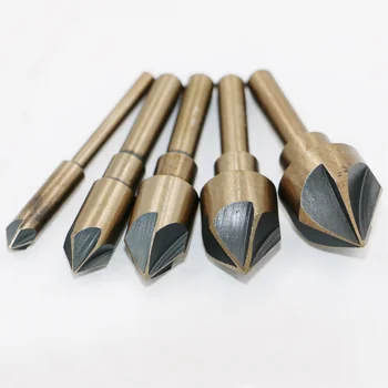 

82 Degree Five-Edged Chamfering Cutter Countersunk Head Taper Chamfering Machine High Speed Steel 4341 5PC Inch