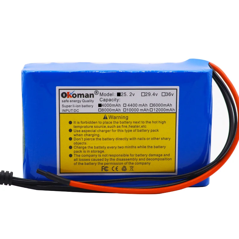 Высокое качество 24V 4Ah 18650 литий ионный аккумулятор 25 2 v 4000mAh Электрический