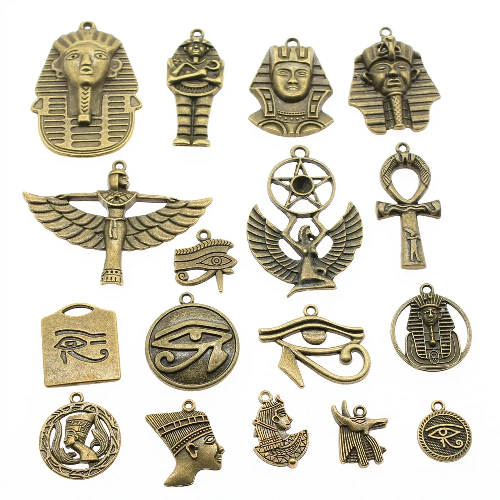 

WYSIWYG 100g Antique Bronze Color Zinc Alloy Random Mix Styles Egypt Series Pendant Charms DIY Jewelry Making Accessories