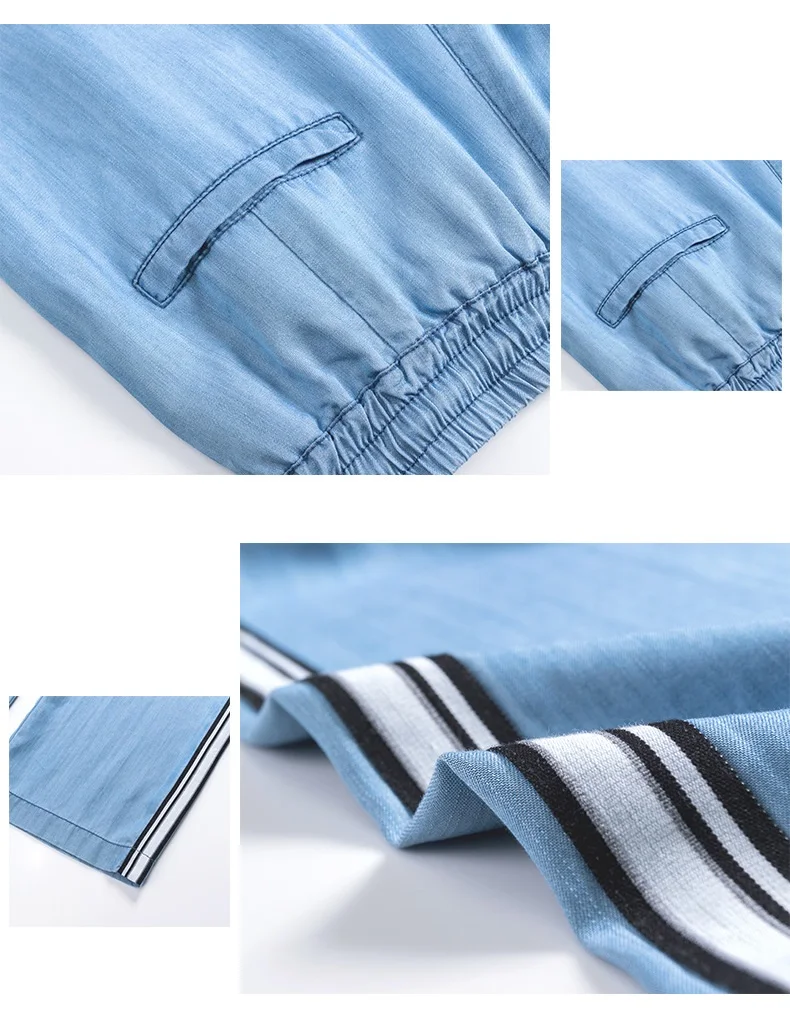 ACRMRAC Для женщин джинсы новый осень синий тонкий лиоцелл эластичный пояс высокой талии свободные широкие брюки Штаны полной длины джинсы