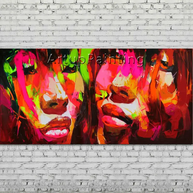 

Palette knife portrait Face Oil painting Character figure canva Hand painted Francoise Nielly wall Art picture 06-10-13