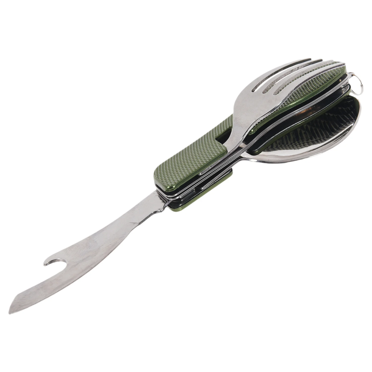 Durable 3 in 1 outdoor travel camping hiking pocket folding fork knife (green)in Dinnerware