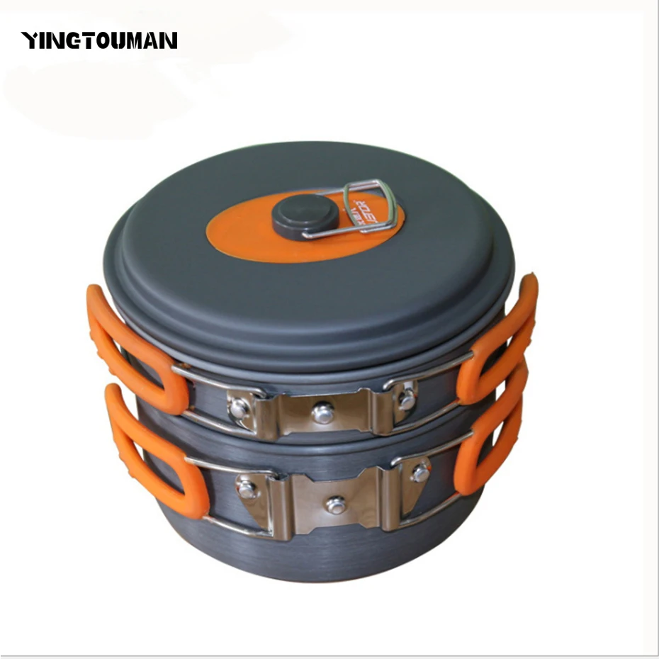 

YINGTOUMAN High Quality 8pcs Backpacking Cooking Picnic Outdoor Camping Kitchen Hiking Cookware Bowl Pot Pan Set Kitchen Tools