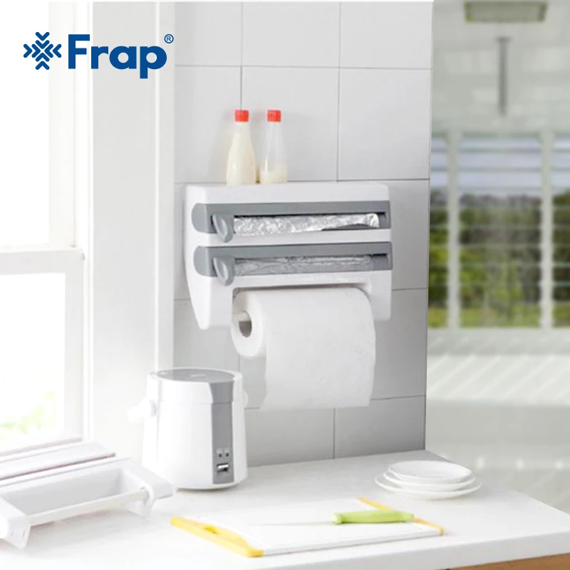 FRAP Wall Mounted Kitchen Racks Sauce Bottle Storage Rack Tin Foil Paper Towel Holder Kitchen Shelf Plastic Wrap Cutting FRAP Wall Mounted Kitchen Racks Sauce Bottle Storage Rack Tin Foil Paper Towel Holder Kitchen Shelf Plastic Wrap Cutting