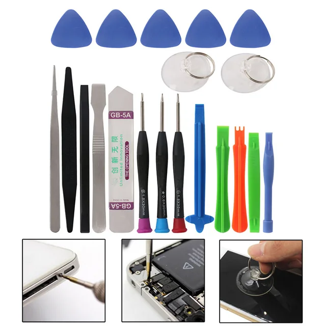 20Pcs Mobile Phone Repair Opening Tools Kit Scraper + Tweezers