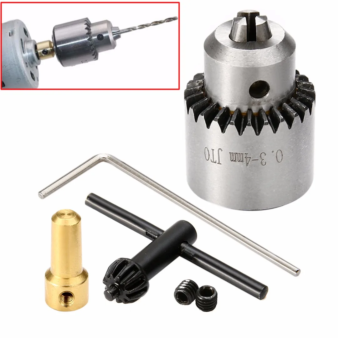 Micro Motor Drill Chucks Clamp 0.3-4mm With Spanner / Key & 3.17mm Shaft Connecting Rod For Power Electric Drills Mayitr